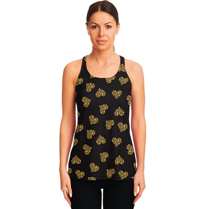 Glitter Gold Heart Pattern Print (NOT Real Glitter) Women's Racerback Tank Top