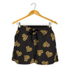 Glitter Gold Heart Pattern Print (NOT Real Glitter) Women's Shorts