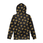 Glitter Gold Heart Pattern Print Pullover Hoodie