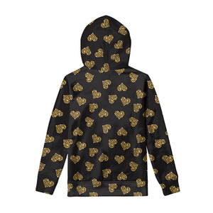 Glitter Gold Heart Pattern Print Pullover Hoodie