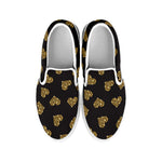 Glitter Gold Heart Pattern Print White Slip On Shoes