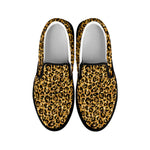 Glitter Gold Leopard Print Black Slip On Shoes