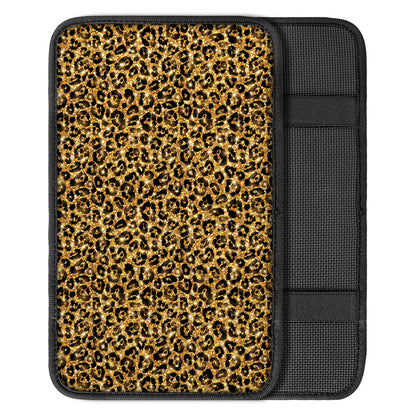 Glitter Gold Leopard Print Car Center Console Cover