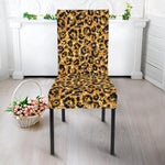 Glitter Gold Leopard Print Dining Chair Slipcover