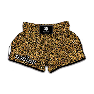 Glitter Gold Leopard Print Muay Thai Boxing Shorts