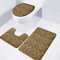 Gold Leopard (NOT Real) Glitter Print 3 Piece Bath Mat Set