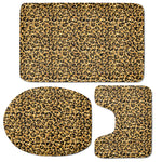 Glitter Gold Leopard Print (NOT Real Glitter) 3 Piece Bath Mat Set