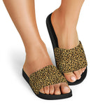 Glitter Gold Leopard Print (NOT Real Glitter) Black Slide Sandals