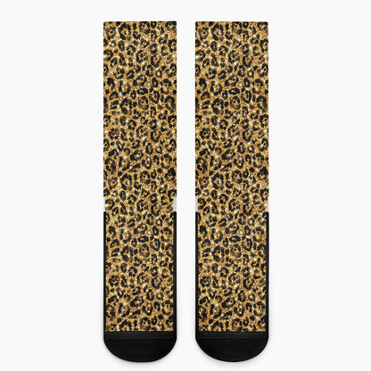 Glitter Gold Leopard Print (NOT Real Glitter) Crew Socks