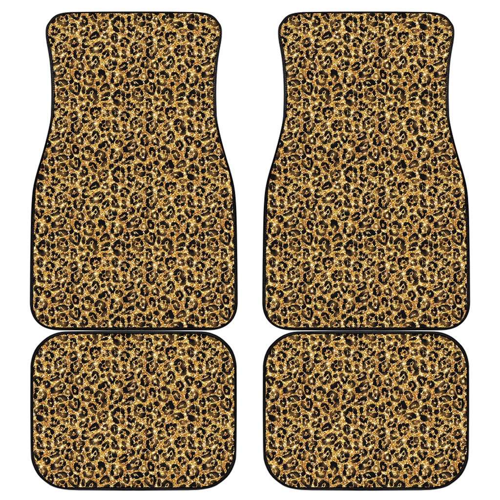Glitter Gold Leopard Print (NOT Real Glitter) Front and Back Car Floor Mats
