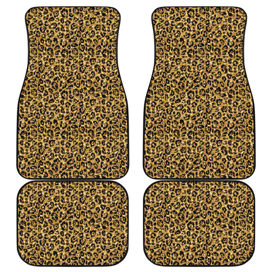 Glitter Gold Leopard Print (NOT Real Glitter) Front and Back Car Floor Mats