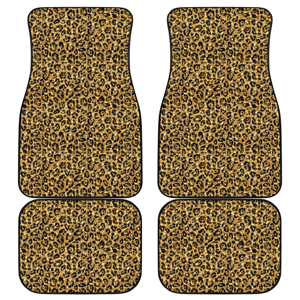 Glitter Gold Leopard Print (NOT Real Glitter) Front and Back Car Floor Mats