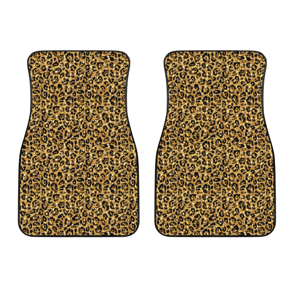 Glitter Gold Leopard Print (NOT Real Glitter) Front Car Floor Mats