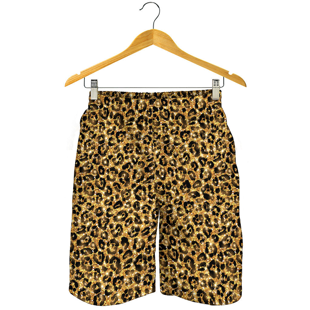 Glitter Gold Leopard Print (NOT Real Glitter) Men's Shorts