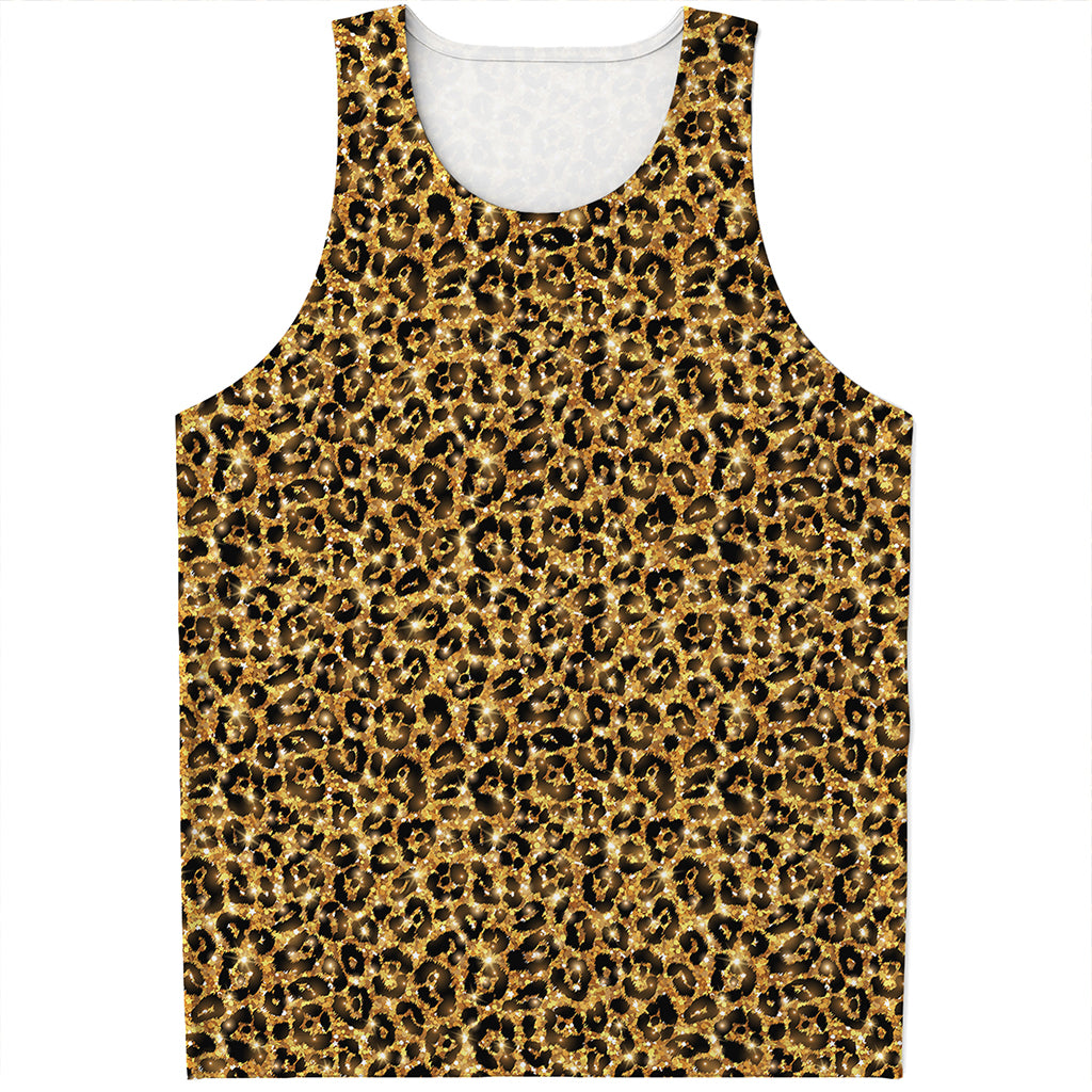 Glitter Gold Leopard Print (NOT Real Glitter) Men's Tank Top