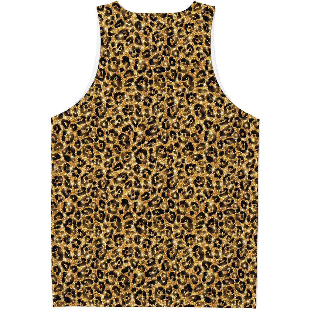 Glitter Gold Leopard Print (NOT Real Glitter) Men's Tank Top