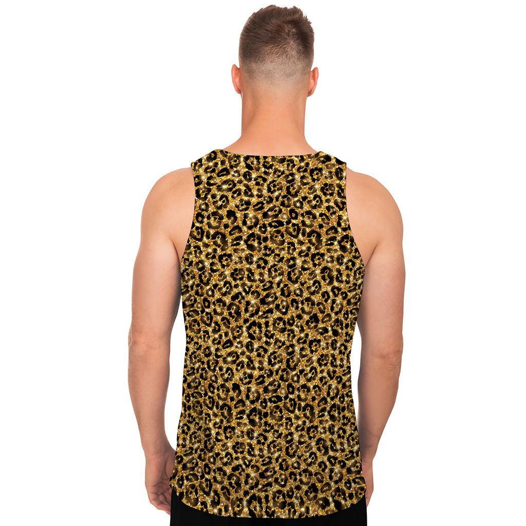 Glitter Gold Leopard Print (NOT Real Glitter) Men's Tank Top