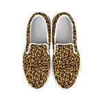 Glitter Gold Leopard Print White Slip On Shoes