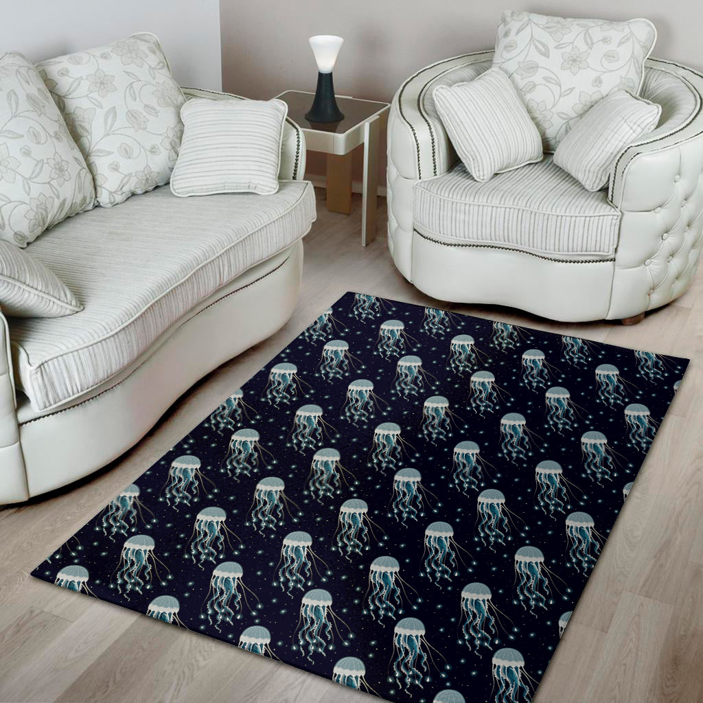 Glowing Jellyfish Pattern Print Area Rug