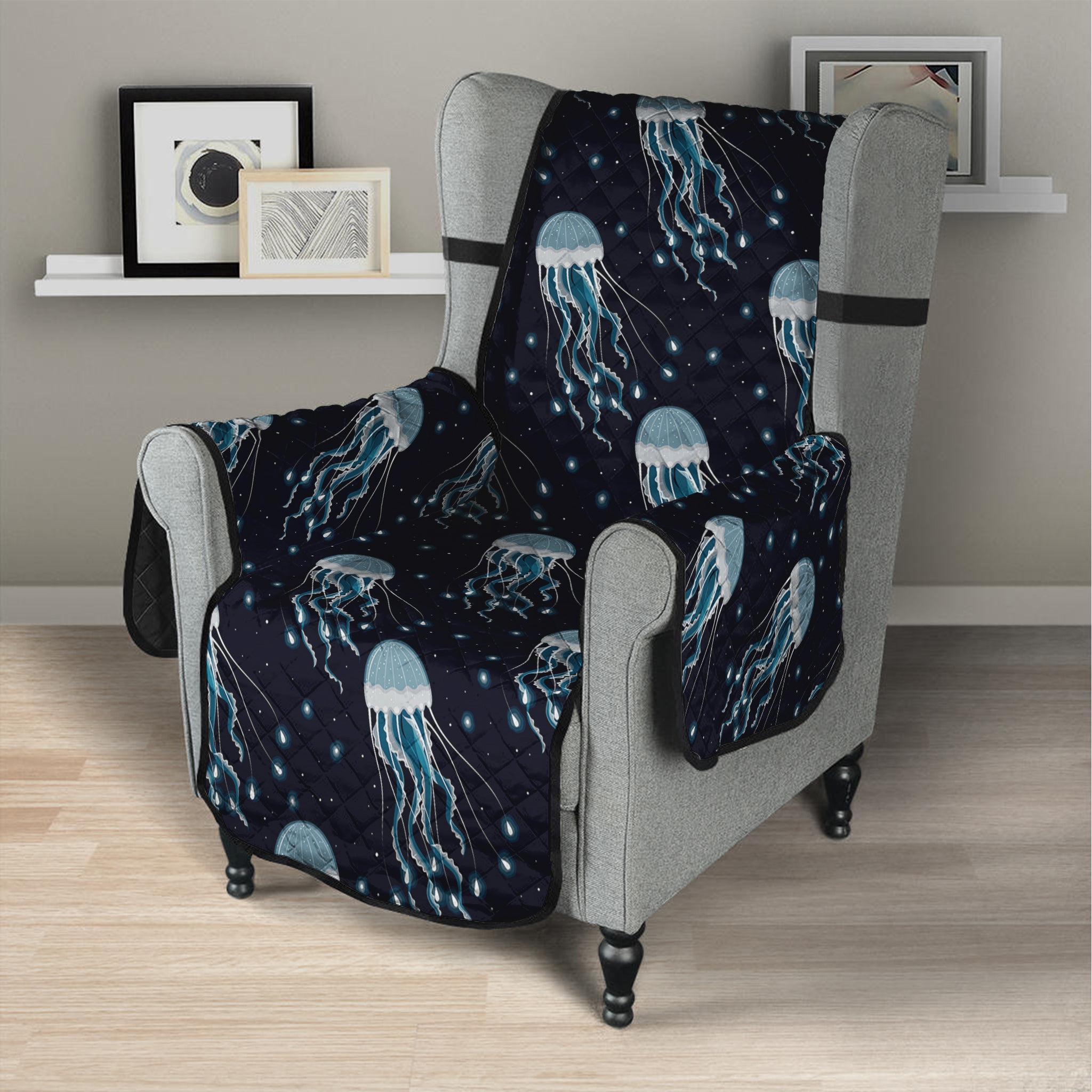 Glowing Jellyfish Pattern Print Armchair Protector