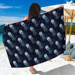 Glowing Jellyfish Pattern Print Beach Sarong Wrap