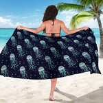 Glowing Jellyfish Pattern Print Beach Sarong Wrap