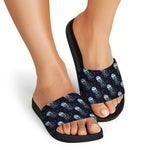 Glowing Jellyfish Pattern Print Black Slide Sandals