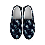 Glowing Jellyfish Pattern Print Black Slip On Shoes