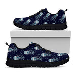 Glowing Jellyfish Pattern Print Black Sneakers