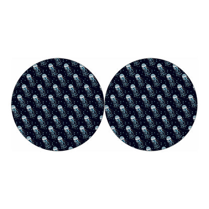 Glowing Jellyfish Pattern Print Car Coasters