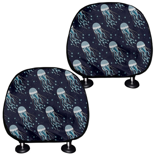 Glowing Jellyfish Pattern Print Car Headrest Covers