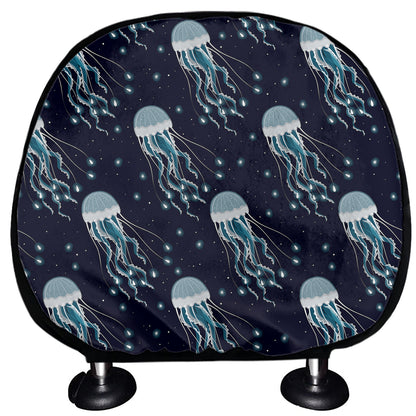 Glowing Jellyfish Pattern Print Car Headrest Covers