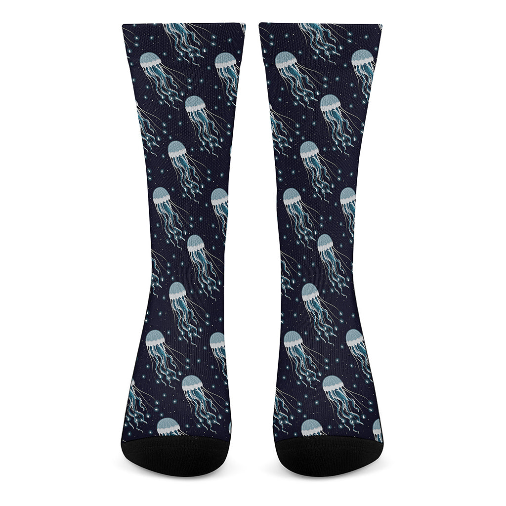 Glowing Jellyfish Pattern Print Crew Socks