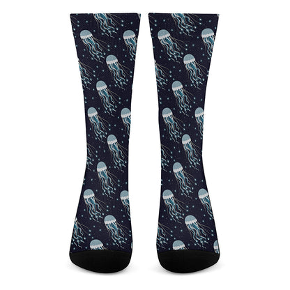 Glowing Jellyfish Pattern Print Crew Socks