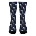 Glowing Jellyfish Pattern Print Crew Socks