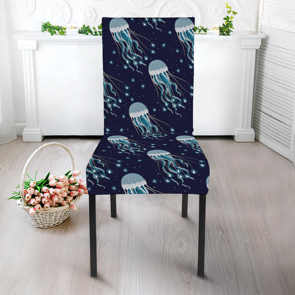 Glowing Jellyfish Pattern Print Dining Chair Slipcover