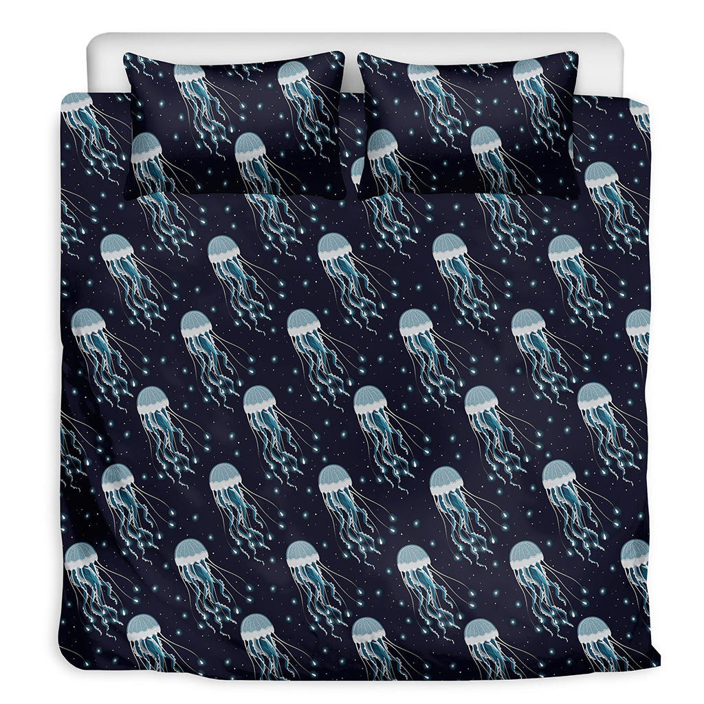 Glowing Jellyfish Pattern Print Duvet Cover Bedding Set