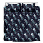 Glowing Jellyfish Pattern Print Duvet Cover Bedding Set