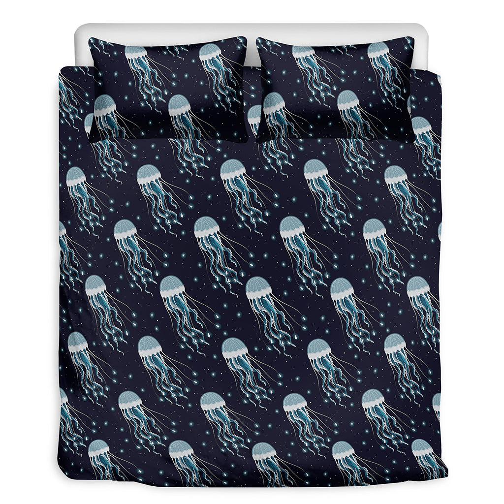 Glowing Jellyfish Pattern Print Duvet Cover Bedding Set