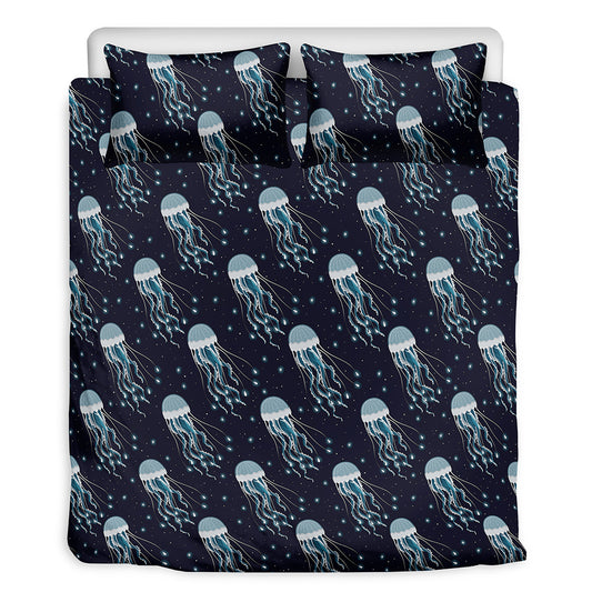 Glowing Jellyfish Pattern Print Duvet Cover Bedding Set