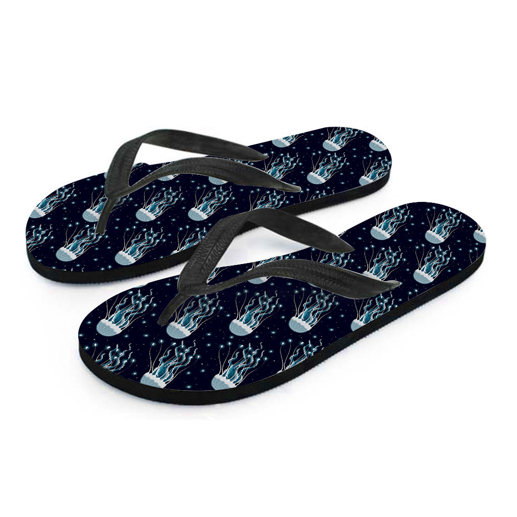 Glowing Jellyfish Pattern Print Flip Flops