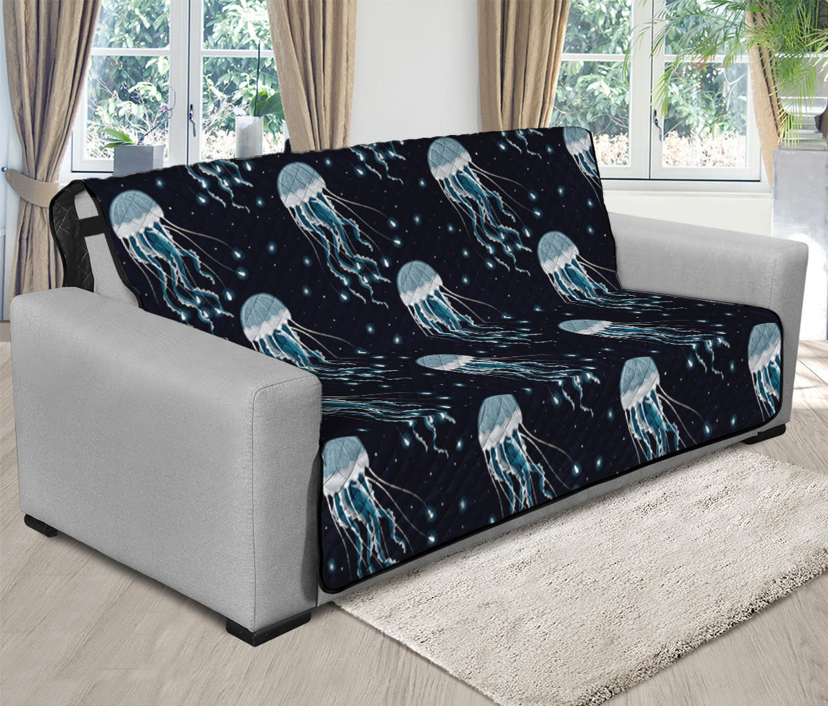 Glowing Jellyfish Pattern Print Futon Protector