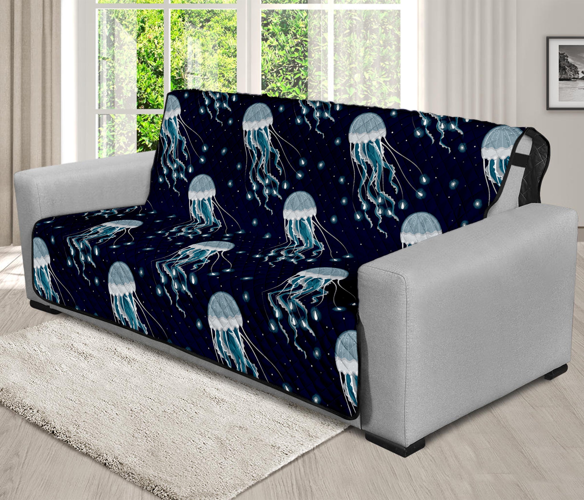 Glowing Jellyfish Pattern Print Futon Protector