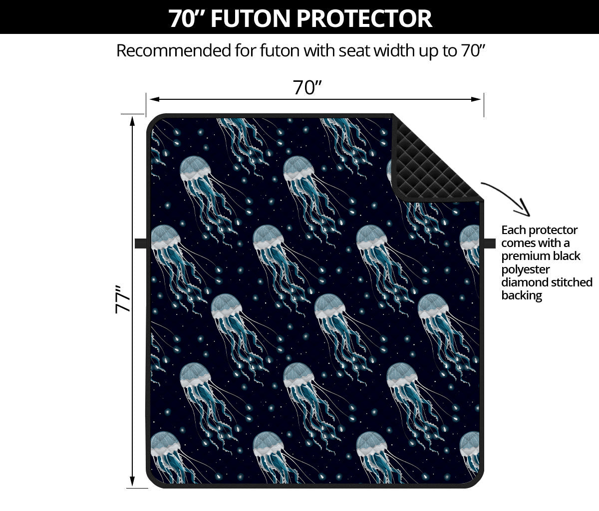 Glowing Jellyfish Pattern Print Futon Protector