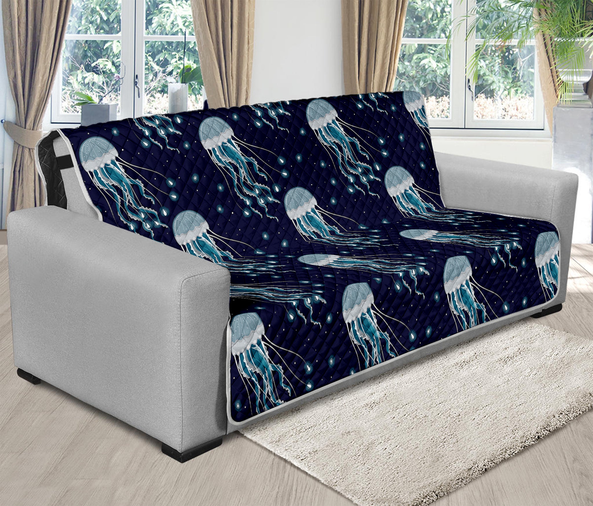 Glowing Jellyfish Pattern Print Futon Protector