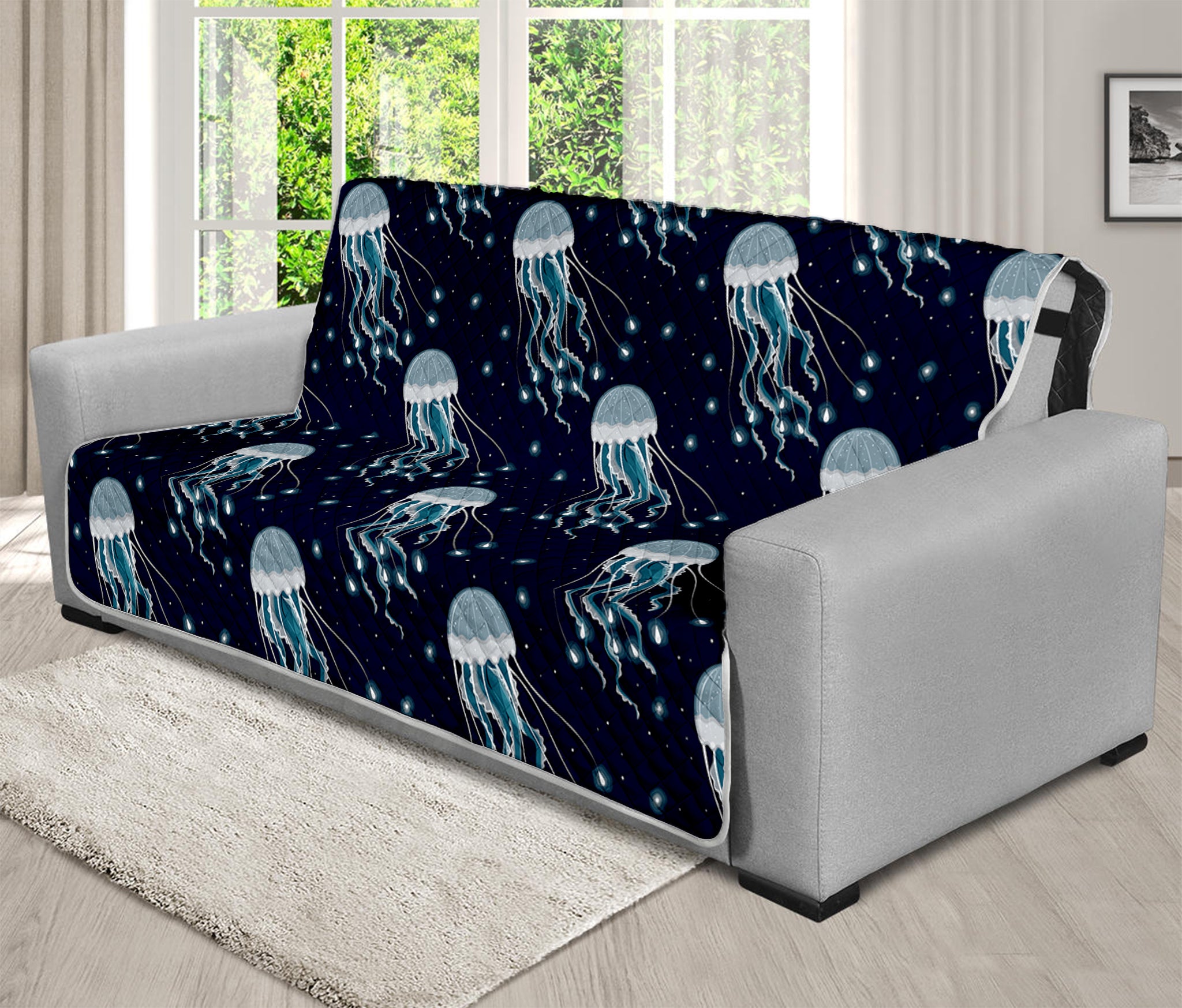 Glowing Jellyfish Pattern Print Futon Protector