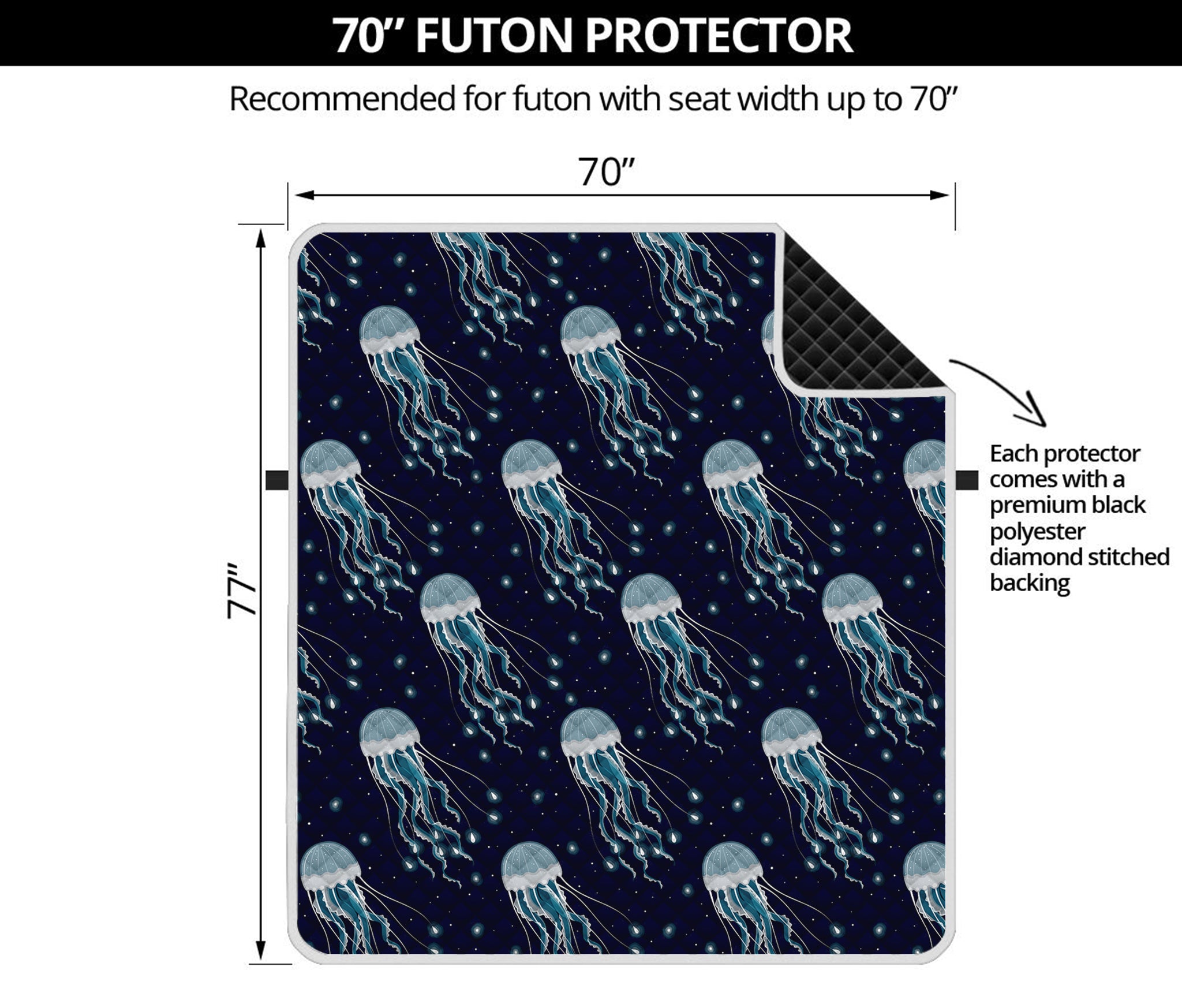 Glowing Jellyfish Pattern Print Futon Protector