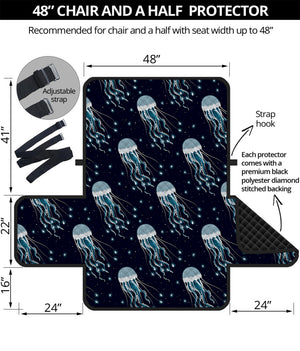 Glowing Jellyfish Pattern Print Half Sofa Protector