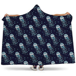 Glowing Jellyfish Pattern Print Hooded Blanket
