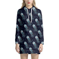 Glowing Jellyfish Pattern Print Pullover Hoodie Dress